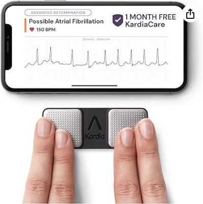 KardiaMobile 1-Lead Personal ECG Heart Rate Monitor + 1 Month Free of KardiaCare - Record ECGs at Home, Detects Atrial Fibrillation, Trusted by the NHS, Fast Results, Works with Most Smartphones
